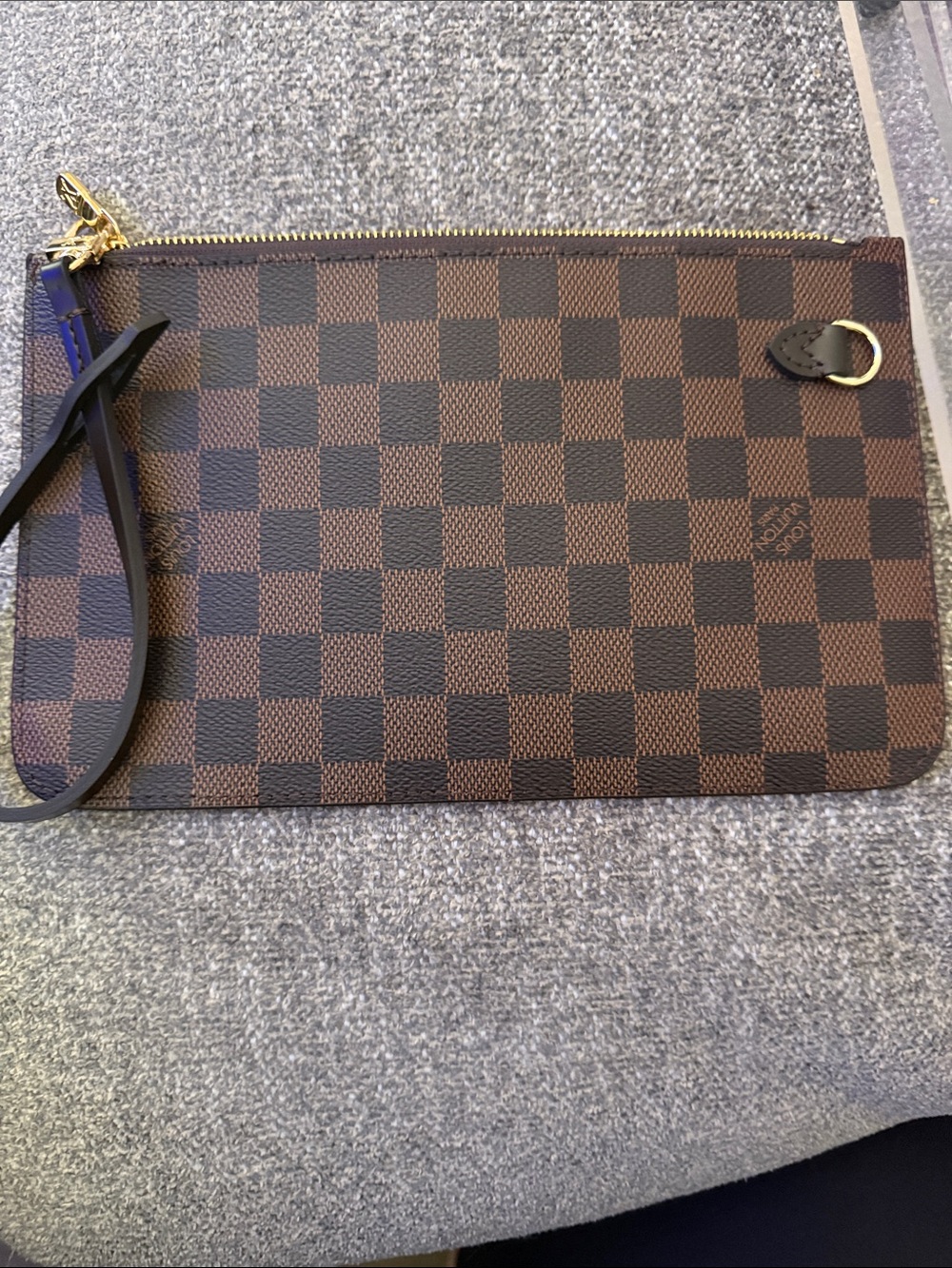 Brown Checkered Wristlet Clutch - Picture 6 of 6